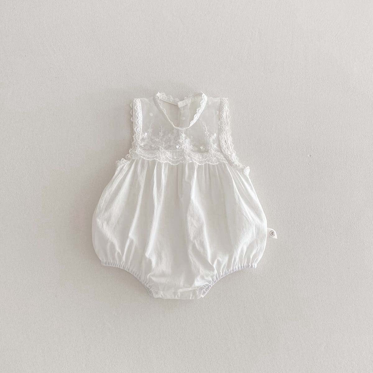 ノースリーブロンパース White / 66cm シアーレースドッキングノースリーブロンパース【mh0010350】