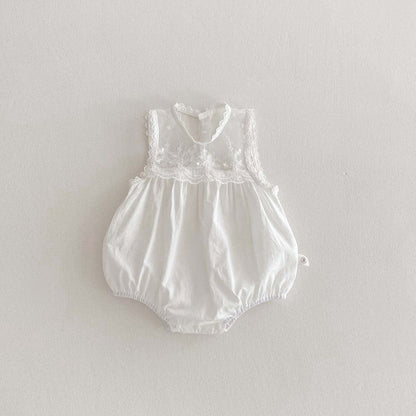 ノースリーブロンパース White / 66cm シアーレースドッキングノースリーブロンパース【mh0010350】