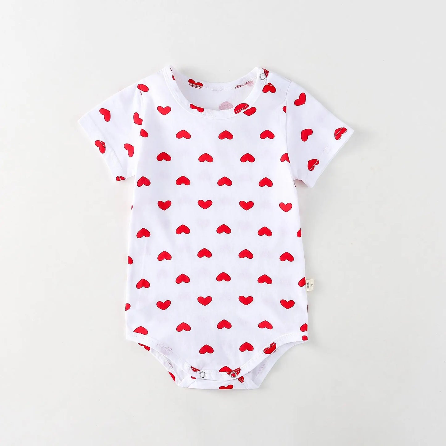 半袖ロンパース White / 6M  66CM ベビーロンパース 半袖ボディスーツ ハートプリント