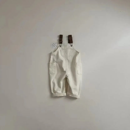 オーバーオール White / 73cm 6-9M ベビーオーバーオール バイカラーシンプルデニムサスペンダーパンツ 2カラー【mh0007515】