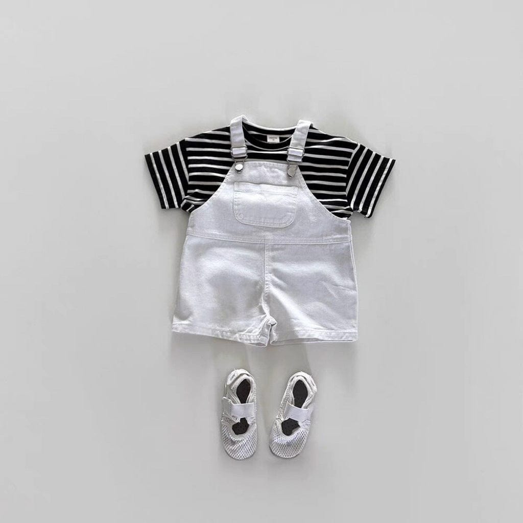 オーバーオール White / 73cm シンプルショートオーバーオール【mh0010377】