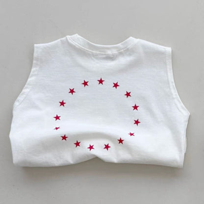 タンクトップ・キャミソール・ノースリーブトップス White / 73cm star print sleeveless T-shirt【mh0009527】