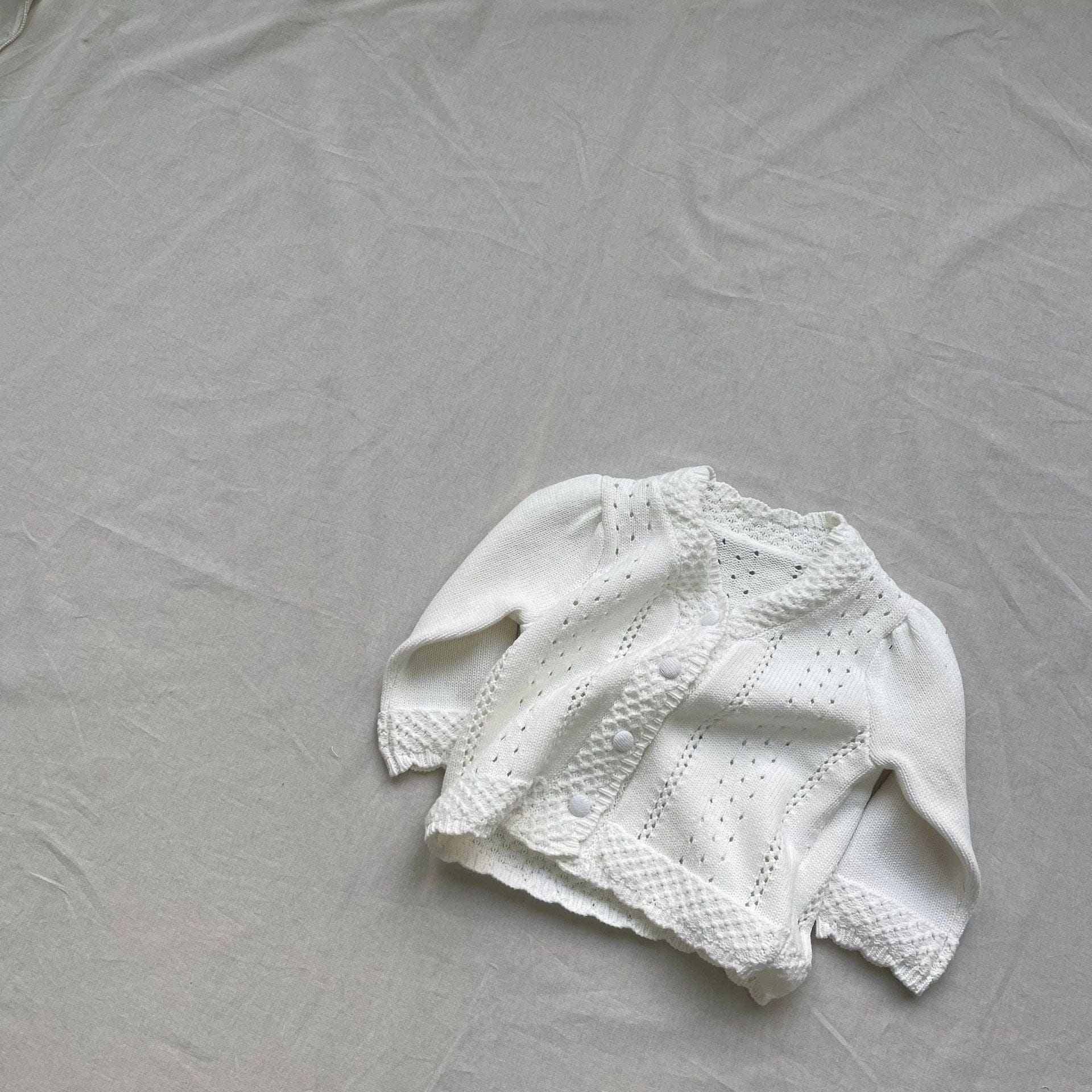 カーディガン・パーカー White / 73cm ベビーカーディガン レースニットVネックニットカーディガンジャケット【mh0009273】