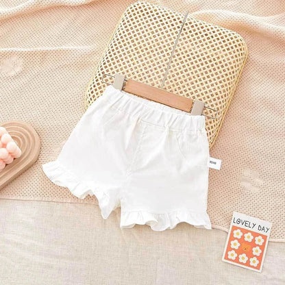 ハーフパンツ・ショートパンツ white / 80cm ☺︎ キッズパンツ フリルショートパンツ デニム 2カラー