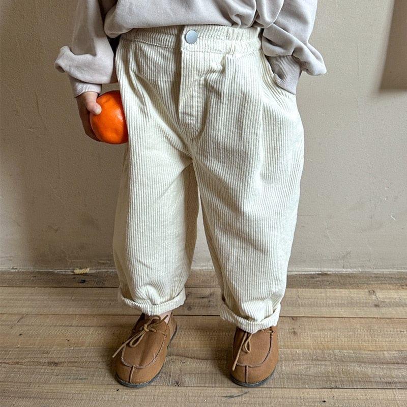 ロングパンツ・スウェットパンツ white / 80cm キッズ コーデュロイ ルーズ パンツ ホワイト ダークグレー ユニセックス 6924