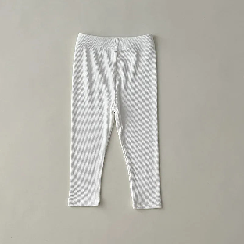 レギンスパンツ white / 80cm キッズレギンス 無地 ボーダー レギンスパンツ シンプルベーシック 7カラー