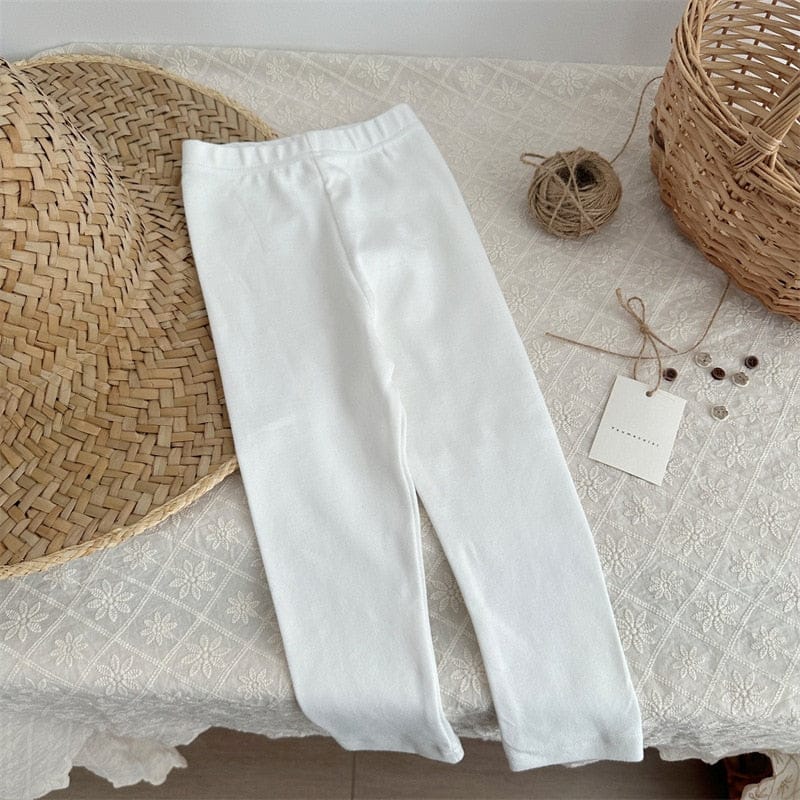 レギンスパンツ white / 80cm キッズ シンプル ベーシック レギンスパンツ ボーダー 無地 8カラー ユニセックス