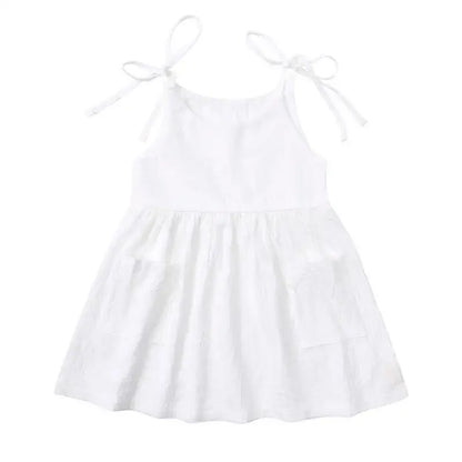 ノースリーブワンピース white / 80cm 9-12m キッズワンピース コットンリネン キャミソールサマードレス 4カラー