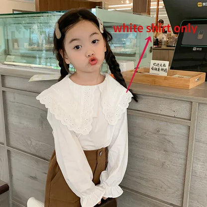 長袖シャツ・ブラウス White / 90cm 1-2y キッズトップス ビッグフリル襟長袖ブラウス ホワイト【mh0007336】