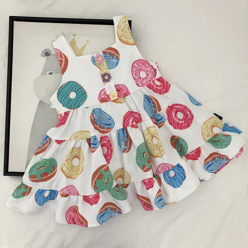 ノースリーブワンピース White / 90cm キッズワンピースノースリーブワンピース ドーナツプリント【mh0005970】