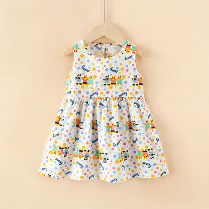 ノースリーブワンピース White / 90cm キッズワンピース ノースリーブプリントワンピース アニマル/幾何学/フラワープリント【mh0005973】