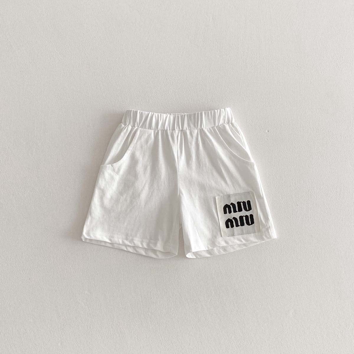 ハーフパンツ・ショートパンツ White / 90cm ボーダー/無地ビッグタグショートパンツ【mh0010347】