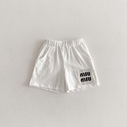 ハーフパンツ・ショートパンツ White / 90cm ボーダー/無地ビッグタグショートパンツ【mh0010347】