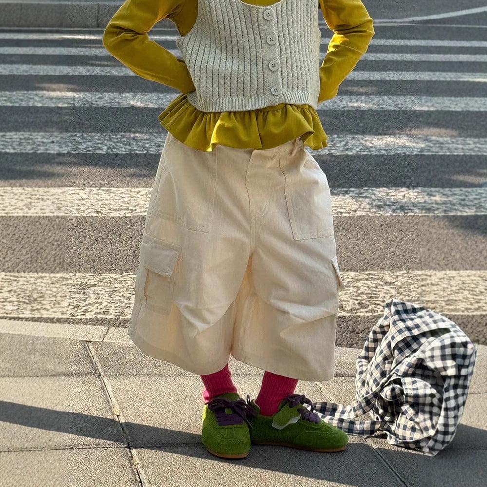 ロングパンツ・スウェットパンツ White / 90cm カーゴクロップドワイドパンツ【mh0010577】