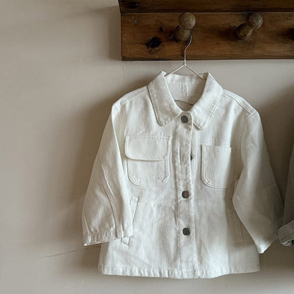 ショートコート・ジャケット・ジャンパー White / 90cm シンプル襟付きジャケットコート【mh0011032】