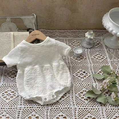 半袖ロンパース White / 9M 73cm ベビーロンパース 半袖ボディスーツ ドッキング 2カラー【mh0006153】