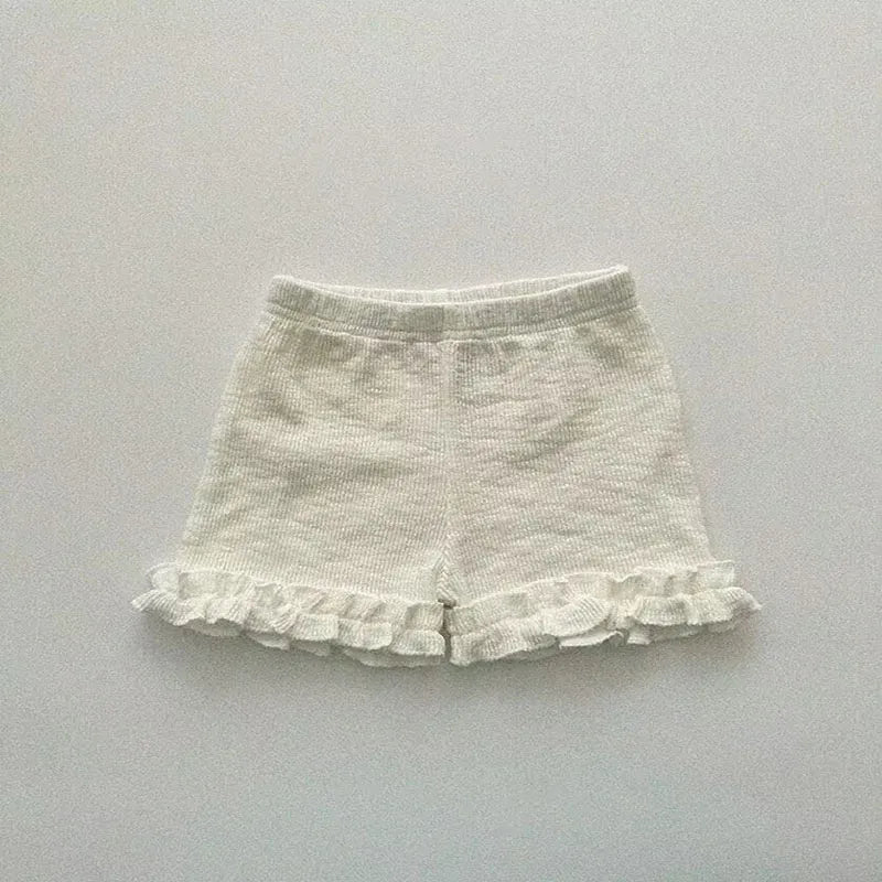 ハーフパンツ・ショートパンツ White / 9M 73cm ベビーパンツ ショートレギンス フリル フラワー花柄プリント/無地 3カラー【mh0005897】