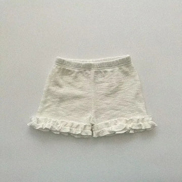 ハーフパンツ・ショートパンツ White / 9M 73cm ベビーパンツ ショートレギンス フリル フラワー花柄プリント/無地 3カラー【mh0005897】