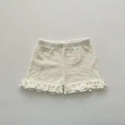 ハーフパンツ・ショートパンツ White / 9M 73cm ベビーパンツ ショートレギンス フリル フラワー花柄プリント/無地 3カラー【mh0005897】