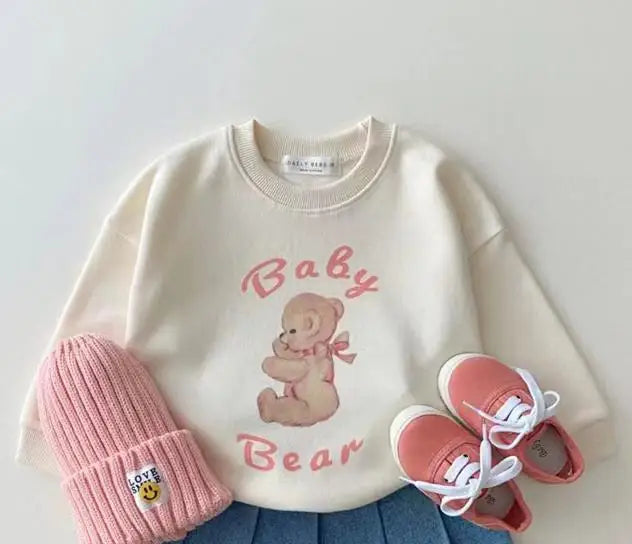 トレーナー・フーディ White / 9M  73CM ベビーキッズトップス ベビーベアプリント長袖スウェットシャツ【mh0008817】