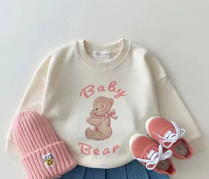 トレーナー・フーディ White / 9M  73CM ベビーキッズトップス ベビーベアプリント長袖スウェットシャツ【mh0008817】