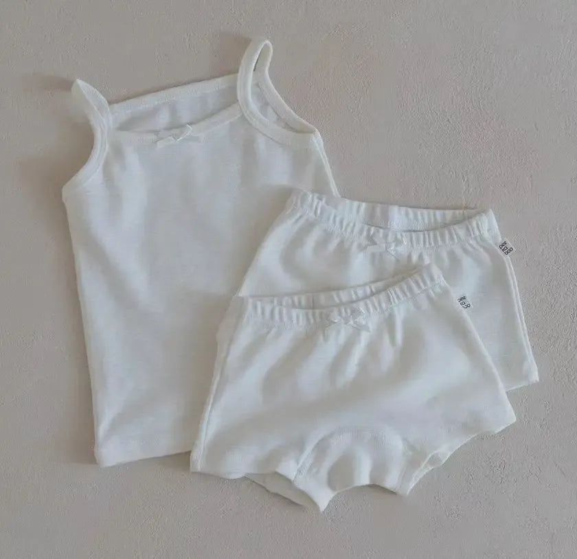 幼児用下着 white camisole set / 9M  73cm ベビー下着 3点セット キャミソールトップス+ボクサーパンツ ショーツ2枚 肌着 インナー ボーイズ/ガールズ 2カラー