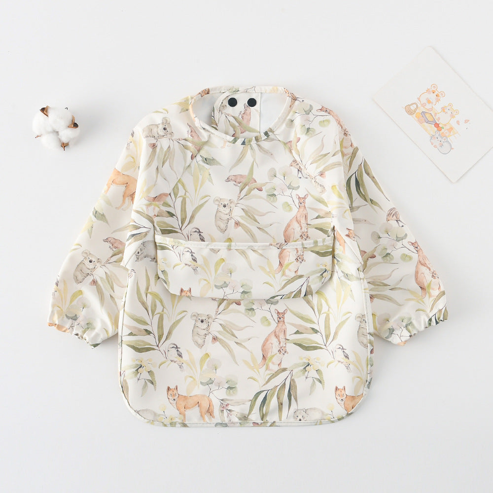 よだれかけ White kangaroo bear / S Long Sleeve PU Waterproof Bib 長袖 PU 防水 お食事エプロン【mh0012236】