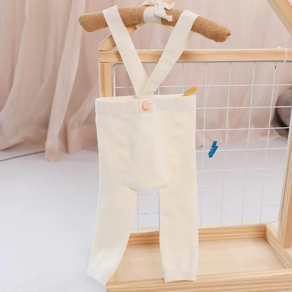 レギンスパンツ white / L  2-3Y ☺︎ ベビーパンツ サスペンダータイツ レギンスパンツ