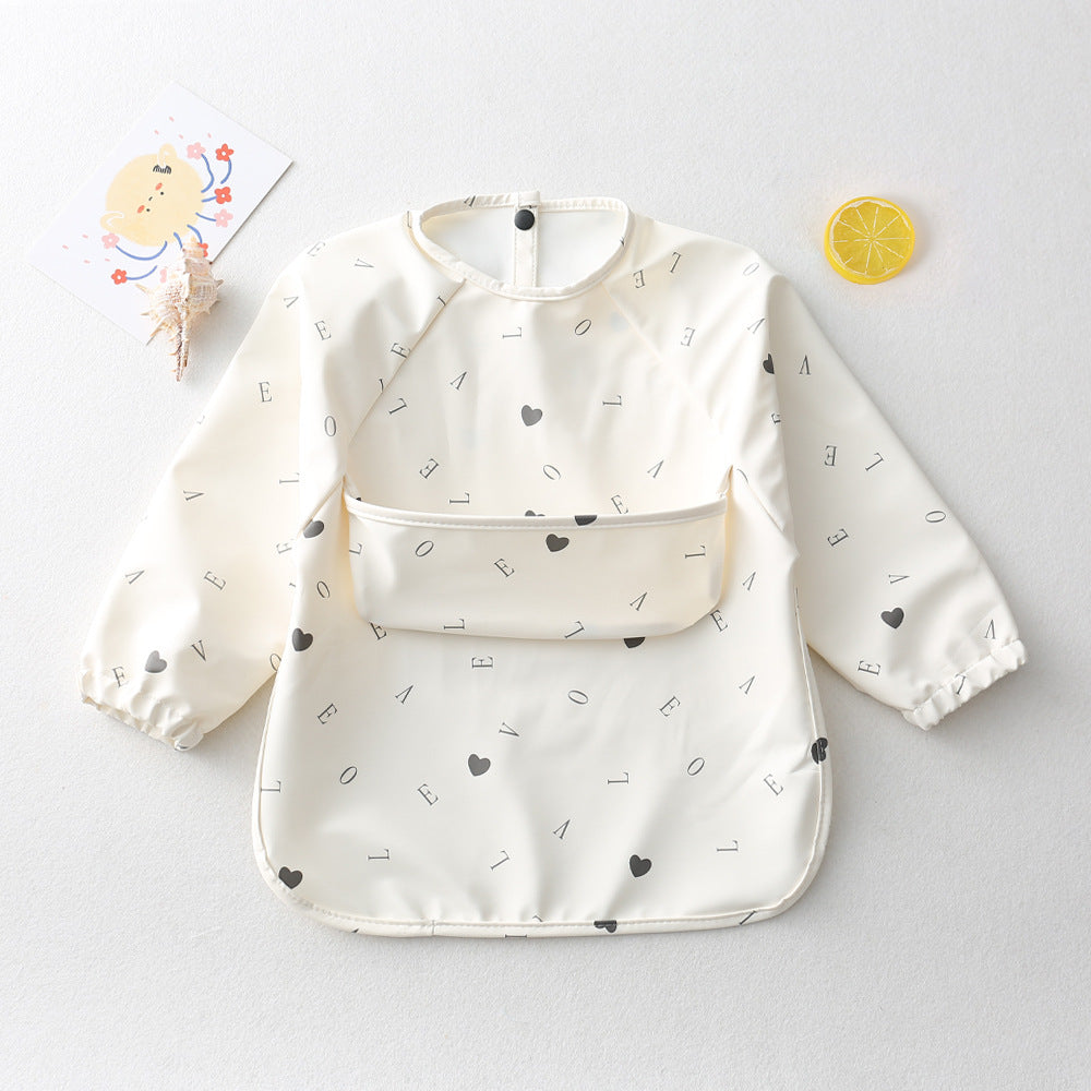 よだれかけ white letters / S Long Sleeve PU Waterproof Bib 長袖 PU 防水 お食事エプロン【mh0012236】