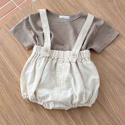 サロペットパンツ・サスペンダーパンツ white overalls / 9M 73cm ベビーパンツ サスペンダーブルマ ショートパンツ デニム 3カラー
