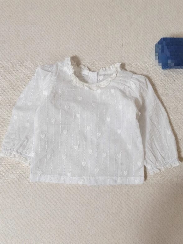 長袖セットアップ White shirt / 73cm デニムサロペットワンピース/メロウフリル長袖ブラウス【mh0011023】