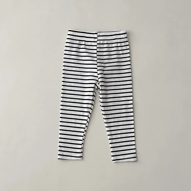 レギンスパンツ white stripe / 80cm キッズレギンス 無地 ボーダー レギンスパンツ シンプルベーシック 7カラー