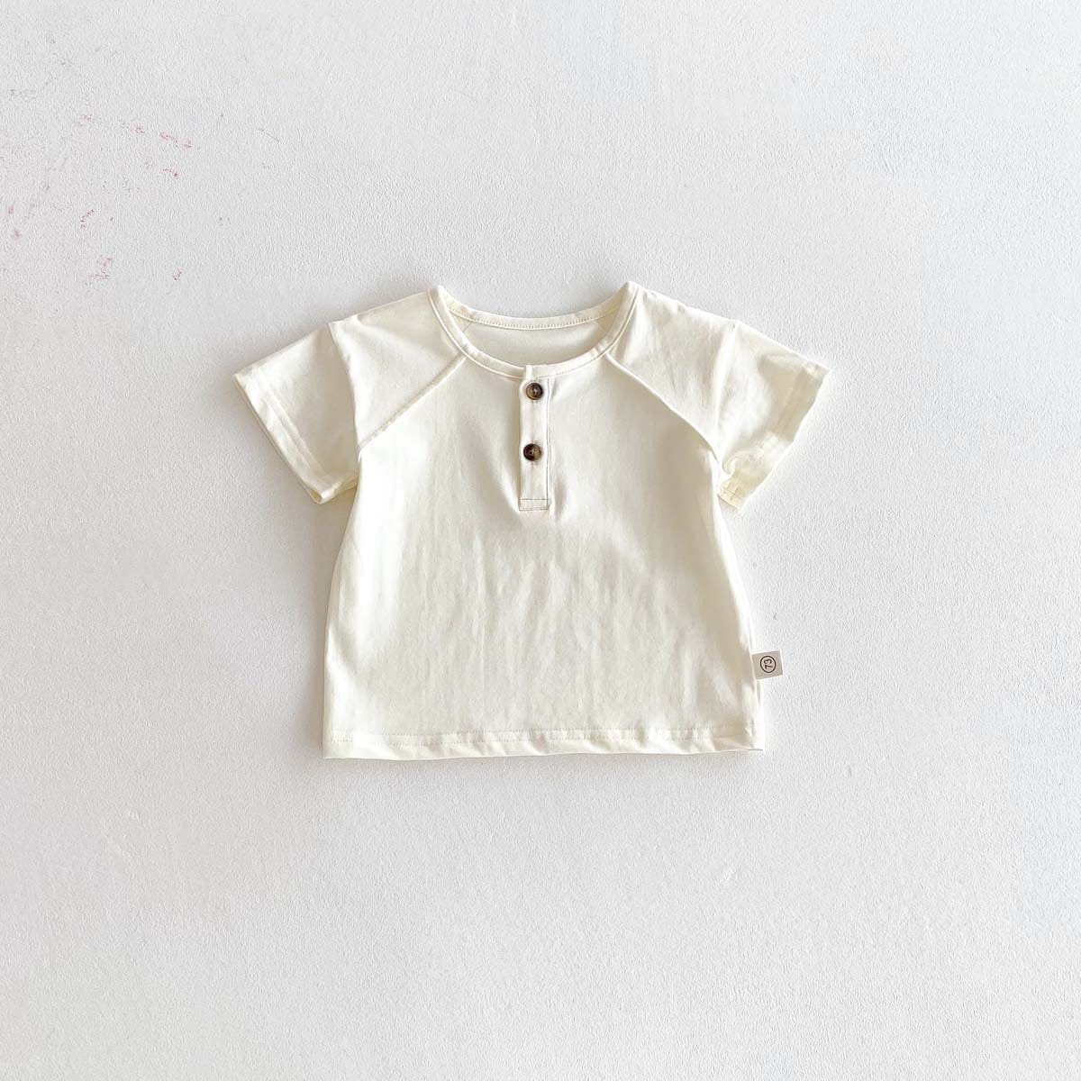 半袖セットアップ White T / 73cm ルーズサスペンダーパンツサロペット/ヘンリーネック半袖Tシャツ【mh0009770】