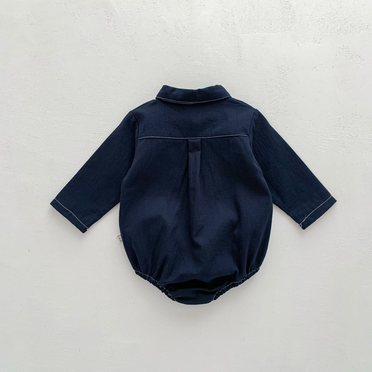 長袖ロンパース チェック柄蝶ネクタイ付き長袖ロンパースYシャツ風ベビーフォーマル【mh0010920】