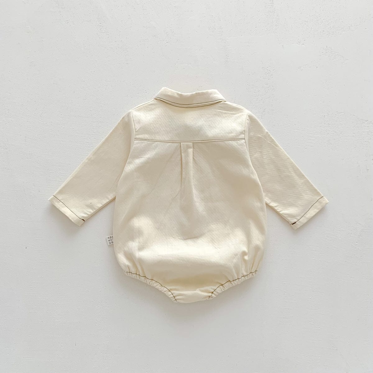 長袖ロンパース チェック柄蝶ネクタイ付き長袖ロンパースYシャツ風ベビーフォーマル【mh0010920】