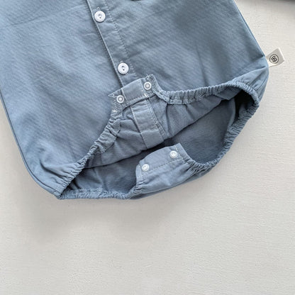 長袖ロンパース チェック柄蝶ネクタイ付き長袖ロンパースYシャツ風ベビーフォーマル【mh0010920】