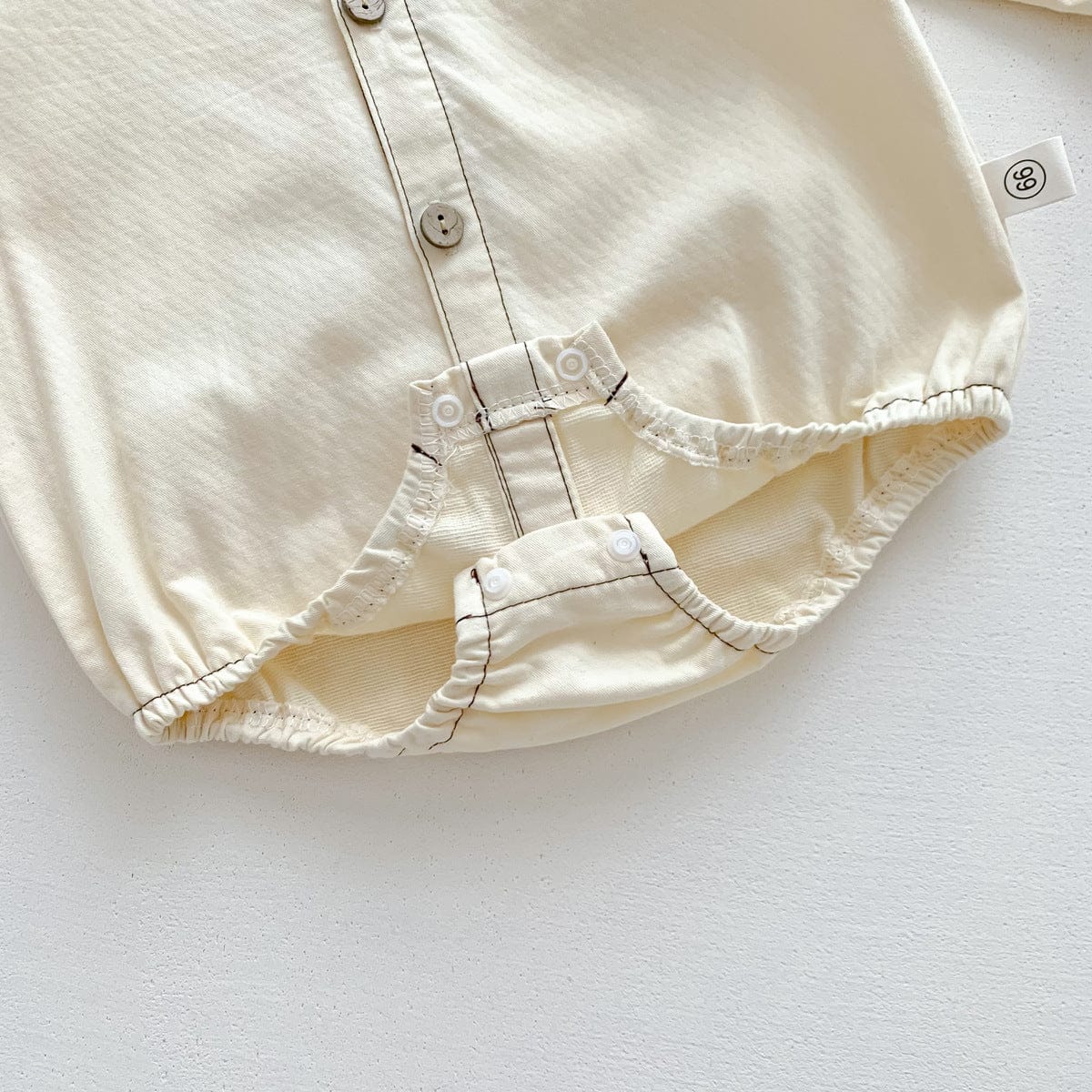 長袖ロンパース チェック柄蝶ネクタイ付き長袖ロンパースYシャツ風ベビーフォーマル【mh0010920】