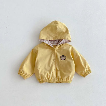 ショートコート・ジャケット・ジャンパー Yellow / 110cm 3-4y キッズアウター ベアくまワッペンフーディブルゾンジャケット 2カラー【mh0007538】