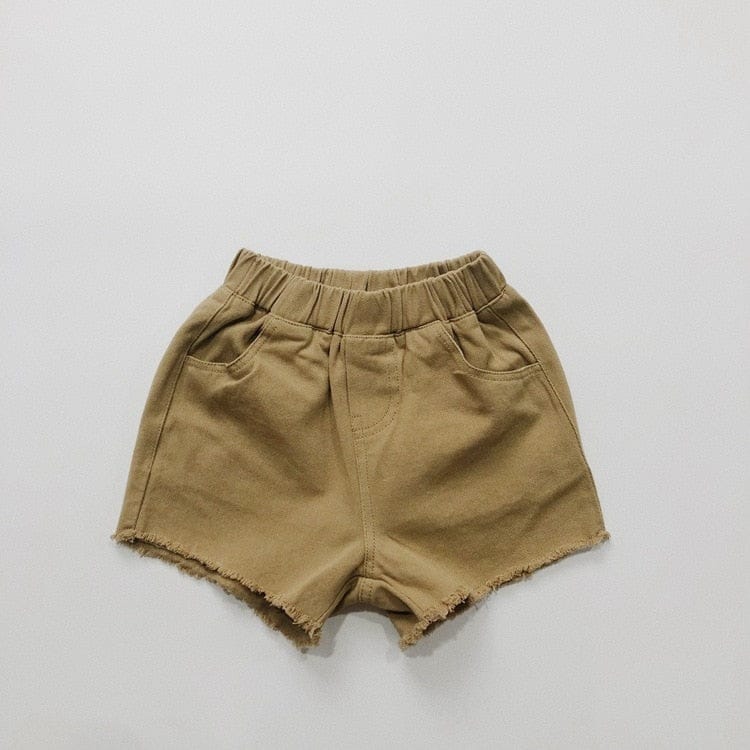 ハーフパンツ・ショートパンツ yellow / 12M/80cm キッズ シンプル ベーシック 切りっぱなし ルーズ サマー ショートパンツ 6カラー ユニセックス