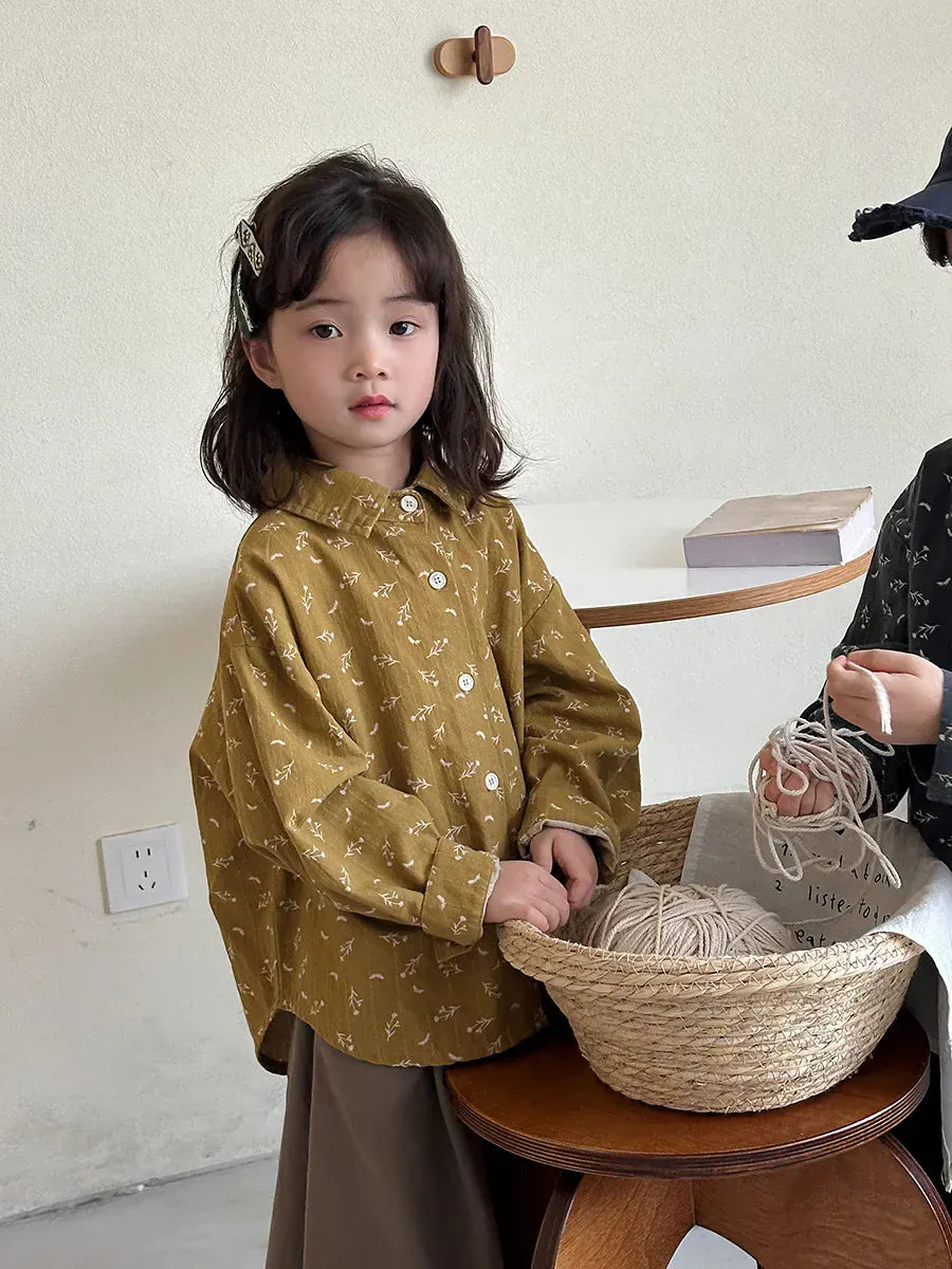 長袖シャツ・ブラウス yellow / 18M (80) キッズトップス フラワー小花柄プリント長袖シャツブラウス【mh-0008893】