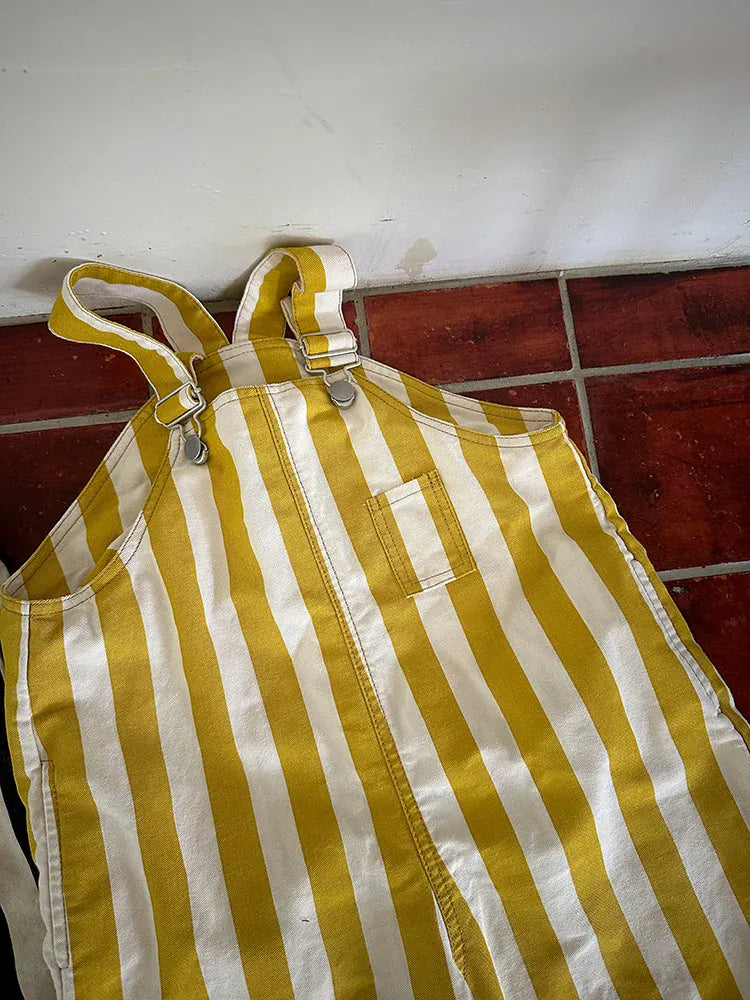 オーバーオール Yellow / 24M  90CM キッズオーバーオール ストライプルーズサスペンダーパンツ 2カラー【mh0006899】