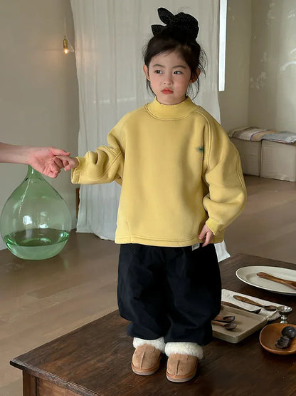 トレーナー・フーディ Yellow / 24M  90CM キッズトップス バックプリントハイネックフリース長袖スウェットプルオーバー【mh0007993】