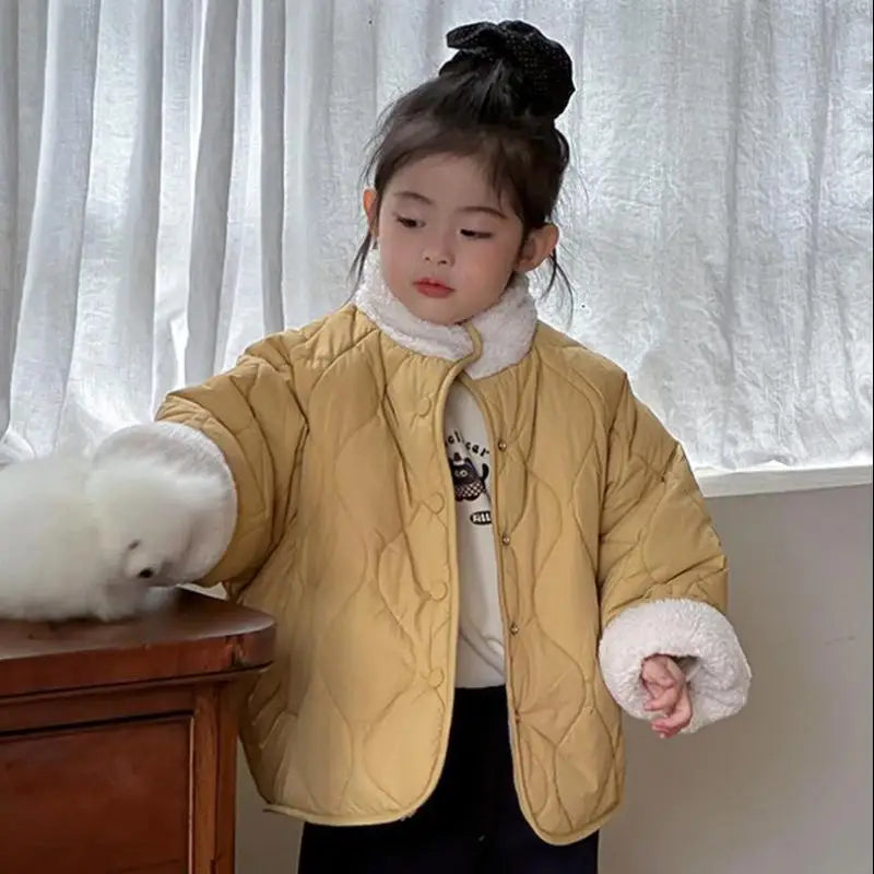 ショートコート・ジャケット・ジャンパー Yellow / 24M  90CM キッズジャケット 裏ボアフリースキルティングリバーシブルブルゾンジャケットコート【mh0007999】