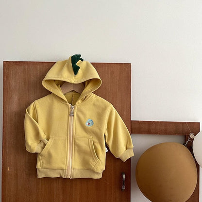 カーディガン・パーカー yellow / 73cm ベビー 耳付き フーディ パーカー ジャケット うさぎ くま ベア 恐竜 ユニセックス