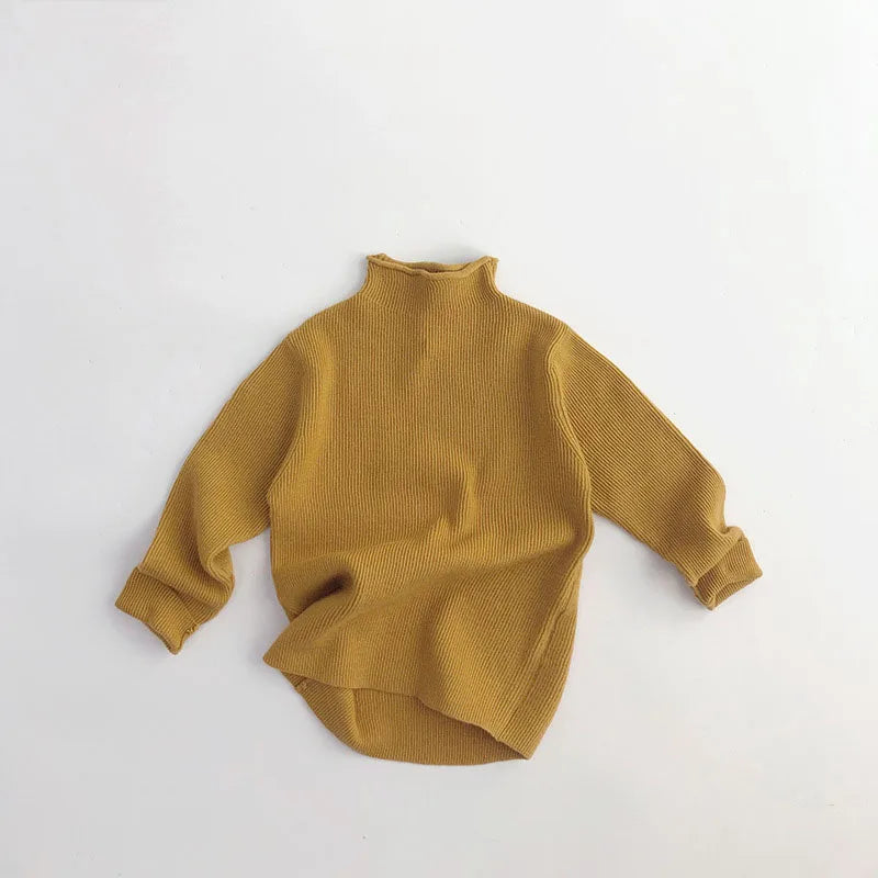 ニット・セーター yellow / 80cm キッズトップス ハイネックセーター ボトルネックカットソー シンプルベーシック 5カラー