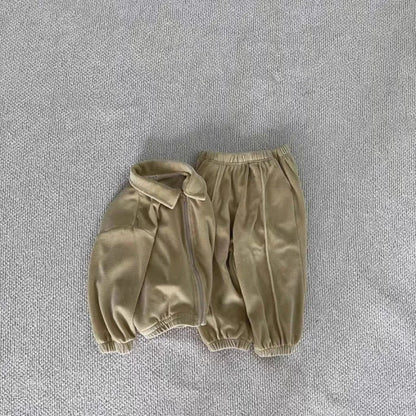 長袖セットアップ yellow / 9M  73cm ベビーキッズセットアップ 2点セット 襟付きジップアップスウェットジャケット+ロングパンツ【mh-0008562】