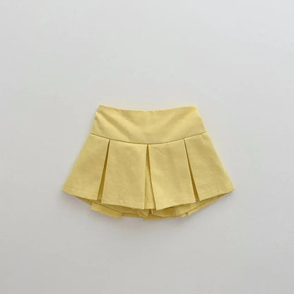 スカート Yellow / 9M 73cm ベビースカート パンツインスカート ボックスプリーツ ミニスカート ショートパンツ パステルカラー【mh0005713】