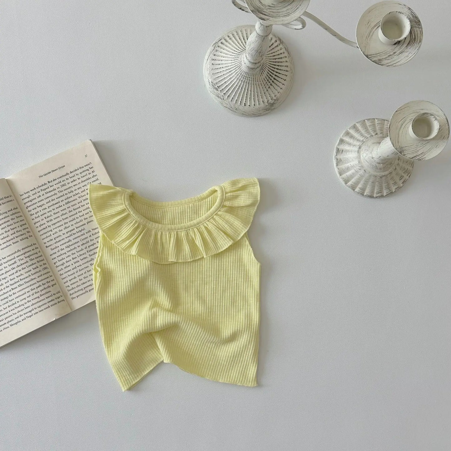 タンクトップ・キャミソール・ノースリーブトップス Yellow / 9M  73CM ベビートップス ロータス サークル襟 ノースリーブTシャツ 3カラー【mh0006296】