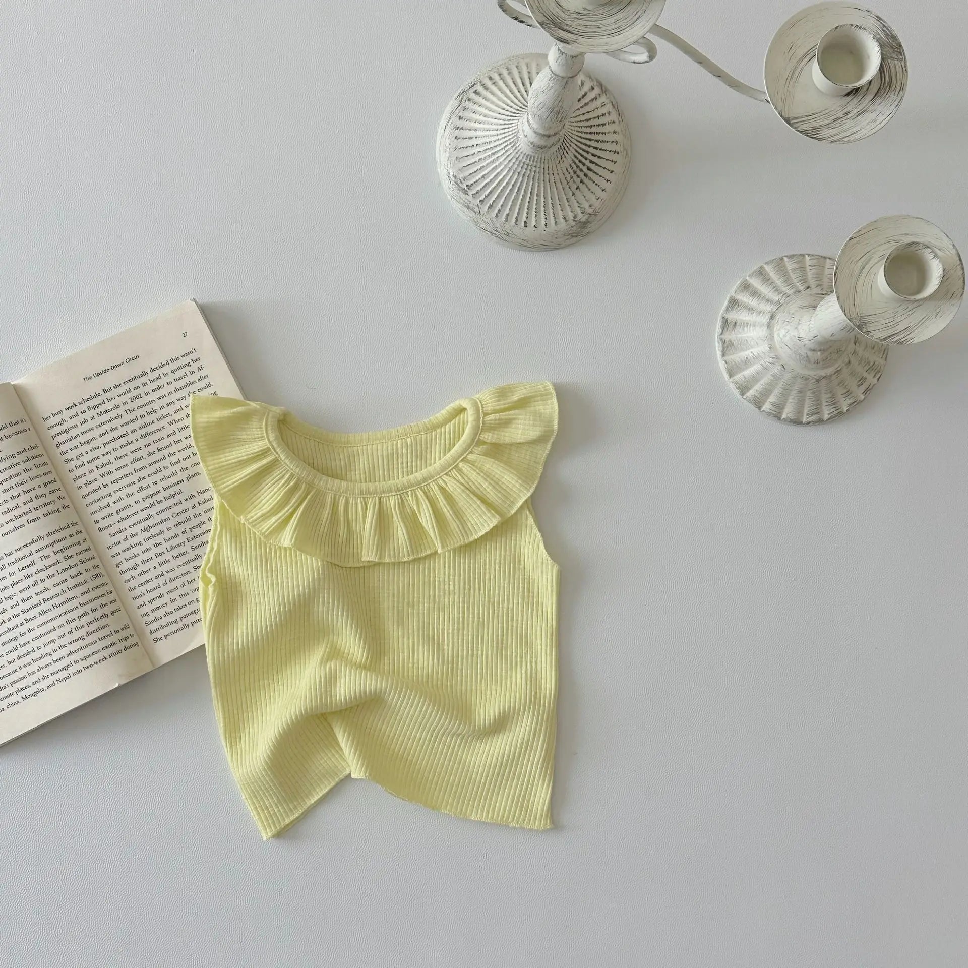 タンクトップ・キャミソール・ノースリーブトップス Yellow / 9M  73CM ベビートップス ロータス サークル襟 ノースリーブTシャツ 3カラー【mh0006296】