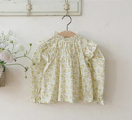 スカート yellow blouses / 2T (90) キッズトップス/スカート 長袖フリルブラウス フリルスカート フラワー花柄プリント